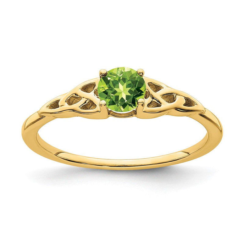 14K Gelbgold Peridot Keltisch Knoten Ring