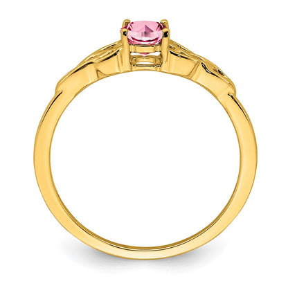 10K Gelbgold Rosa Turmalin Keltisch Knoten Ring