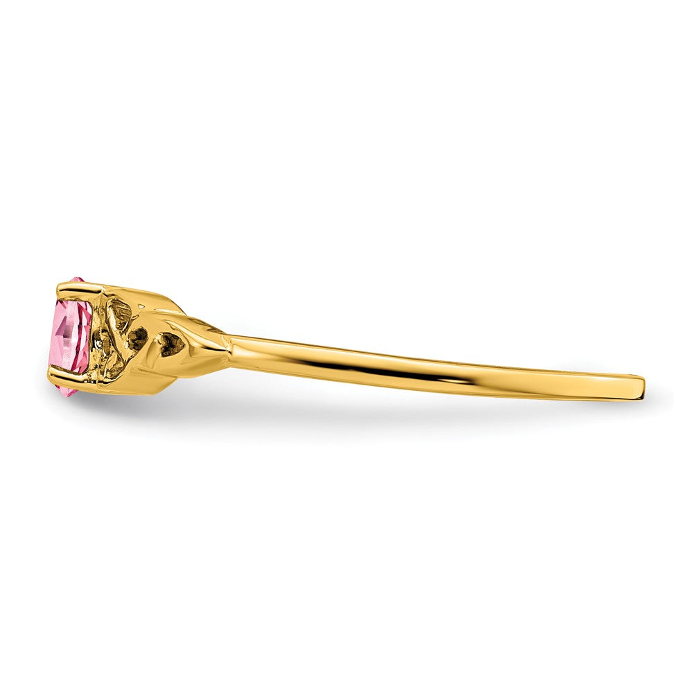 10K Gelbgold Rosa Turmalin Keltisch Knoten Ring