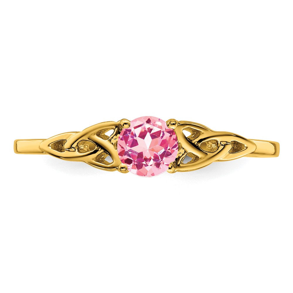 10K Gelbgold Rosa Turmalin Keltisch Knoten Ring