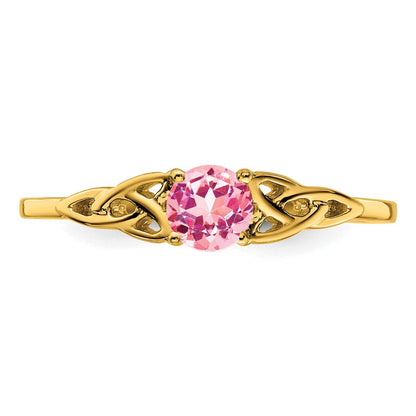 10K Gelbgold Rosa Turmalin Keltisch Knoten Ring
