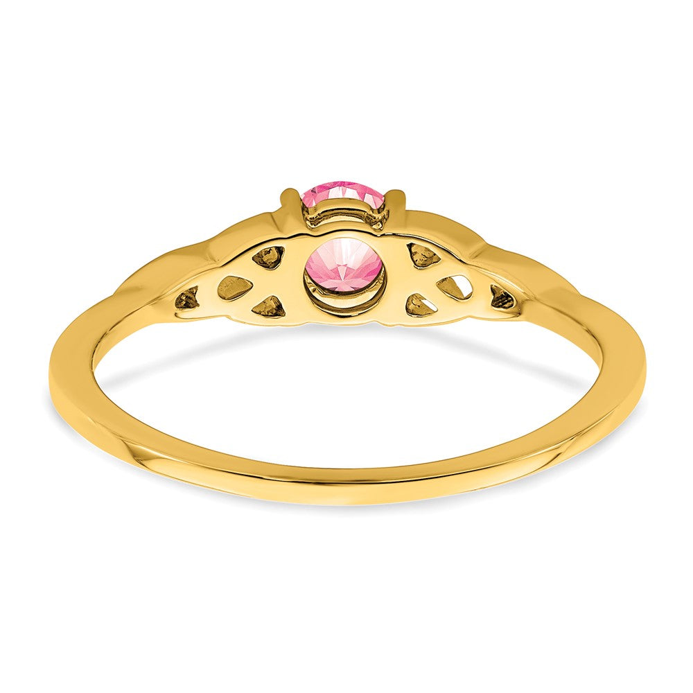10K Gelbgold Rosa Turmalin Keltisch Knoten Ring
