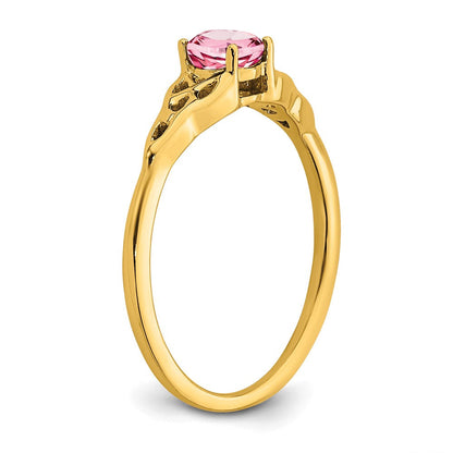 10K Gelbgold Rosa Turmalin Keltisch Knoten Ring