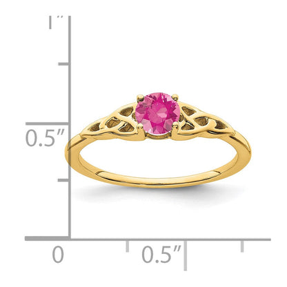 10K Gelbgold Rosa Turmalin Keltisch Knoten Ring