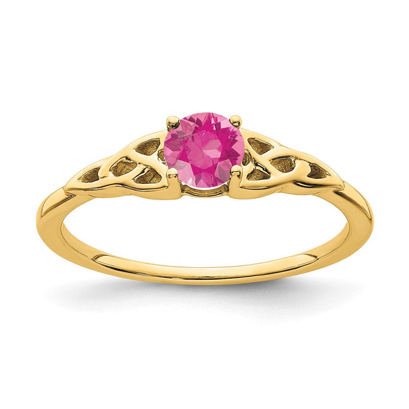 10K Gelbgold Rosa Turmalin Keltisch Knoten Ring