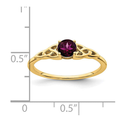10K Gelbgold Rhodolith Granat Keltisch Knoten Ring