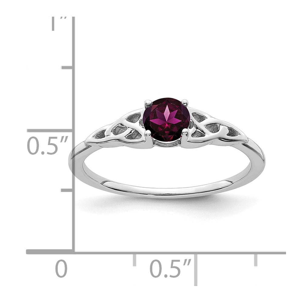 14K Weißgold Rhodolith Granat Keltisch Knoten Ring