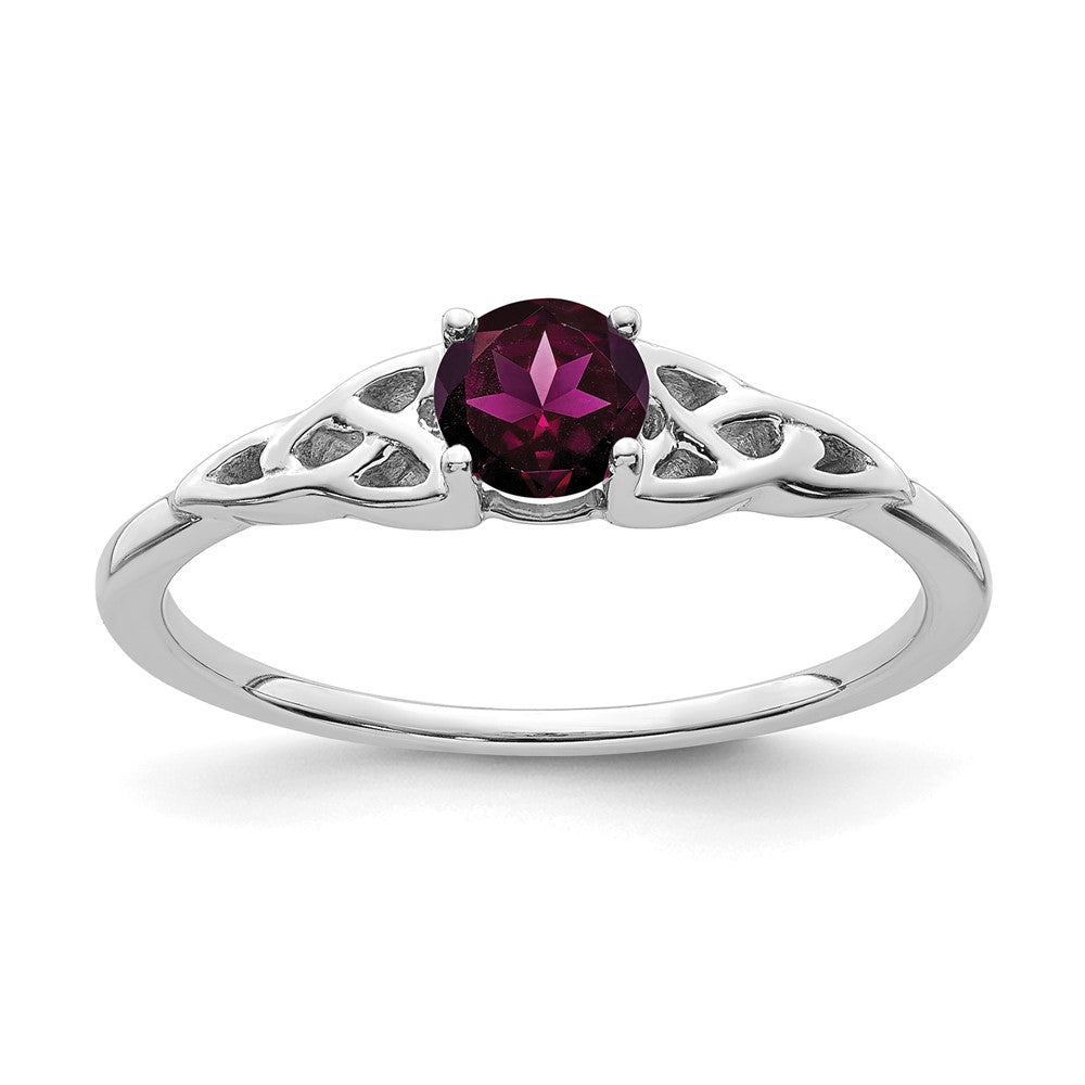 14K Weißgold Rhodolith Granat Keltisch Knoten Ring