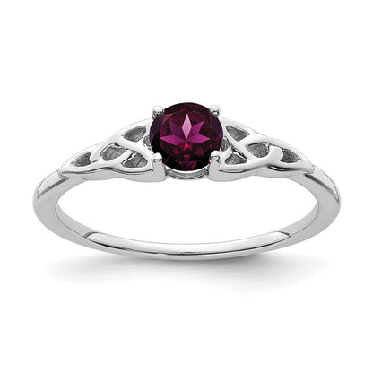14K Weißgold Rhodolith Granat Keltisch Knoten Ring