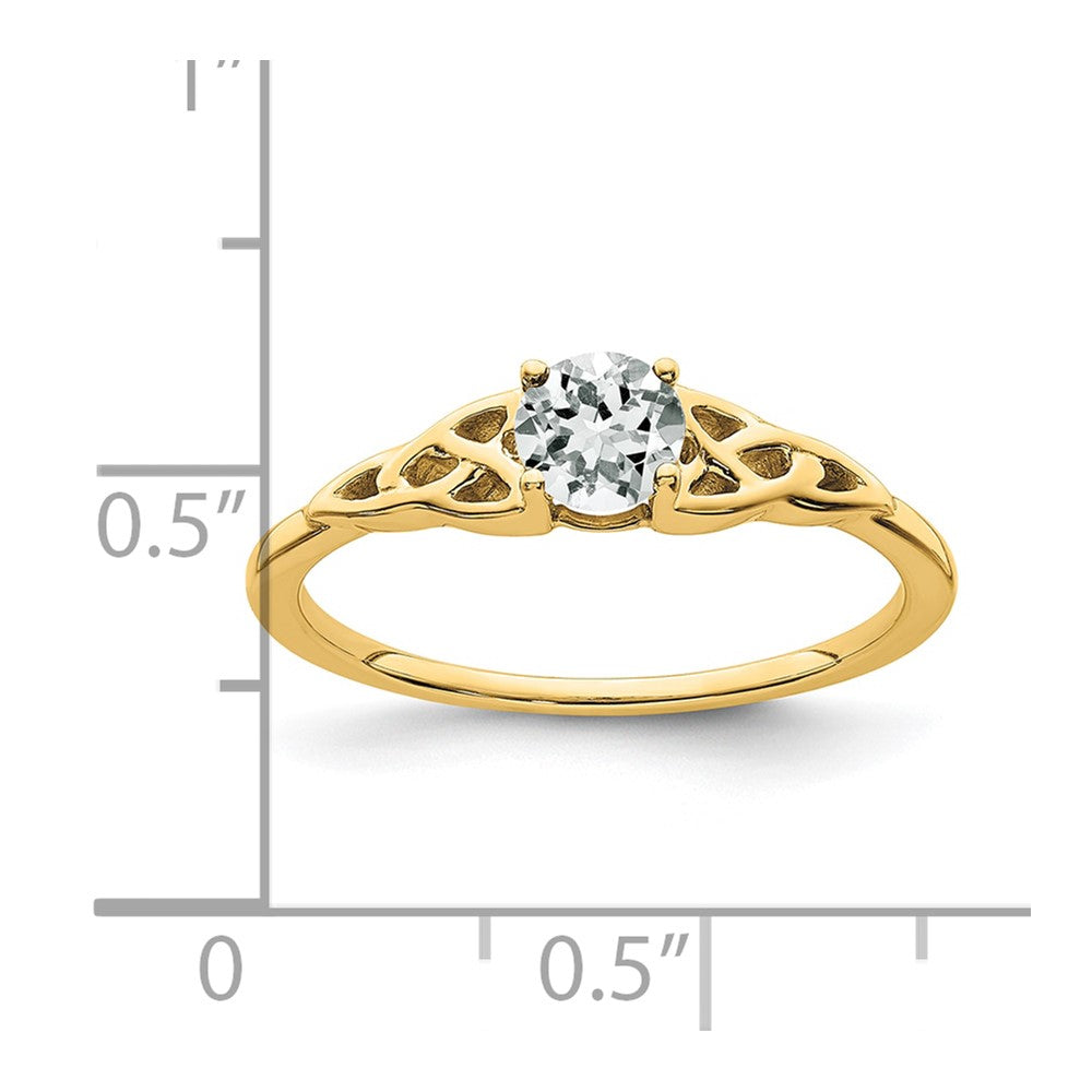 10K Gelbgold Weiß Topas Keltisch Knoten Ring