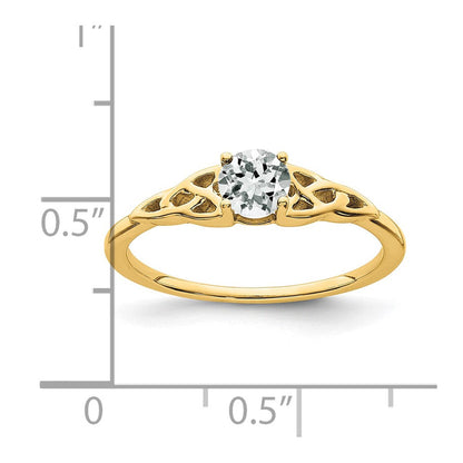 10K Gelbgold Weiß Topas Keltisch Knoten Ring