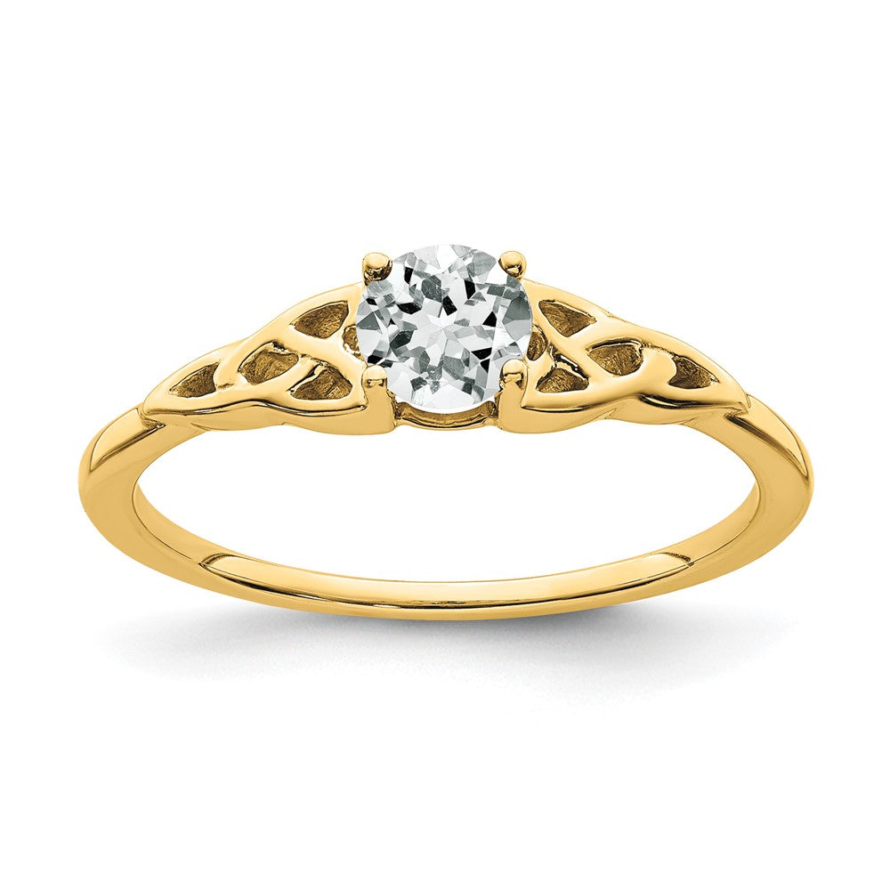 10K Gelbgold Weiß Topas Keltisch Knoten Ring