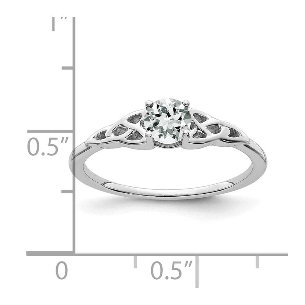 14K Weißgold Weiß Topas Keltisch Knoten Ring