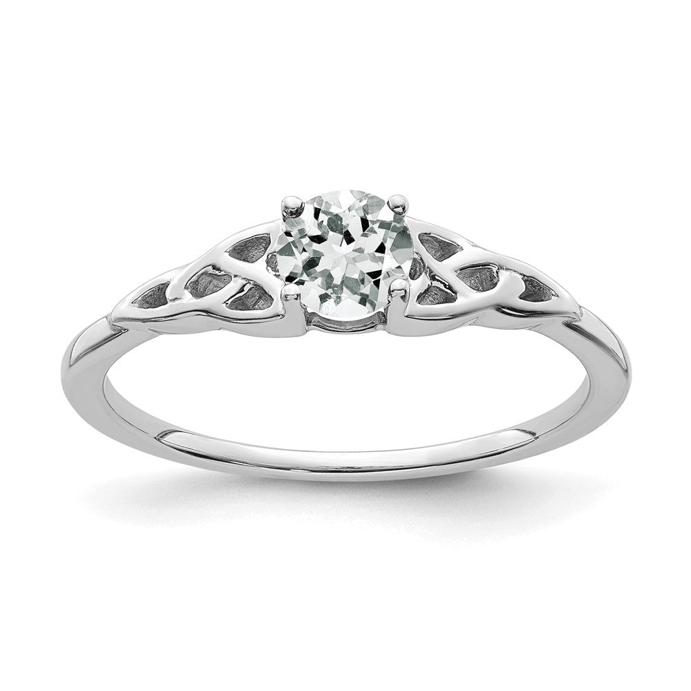 14K Weißgold Weiß Topas Keltisch Knoten Ring