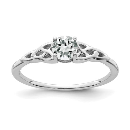 14K Weißgold Weiß Topas Keltisch Knoten Ring