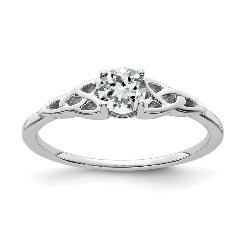 14K Weißgold Weiß Topas Keltisch Knoten Ring