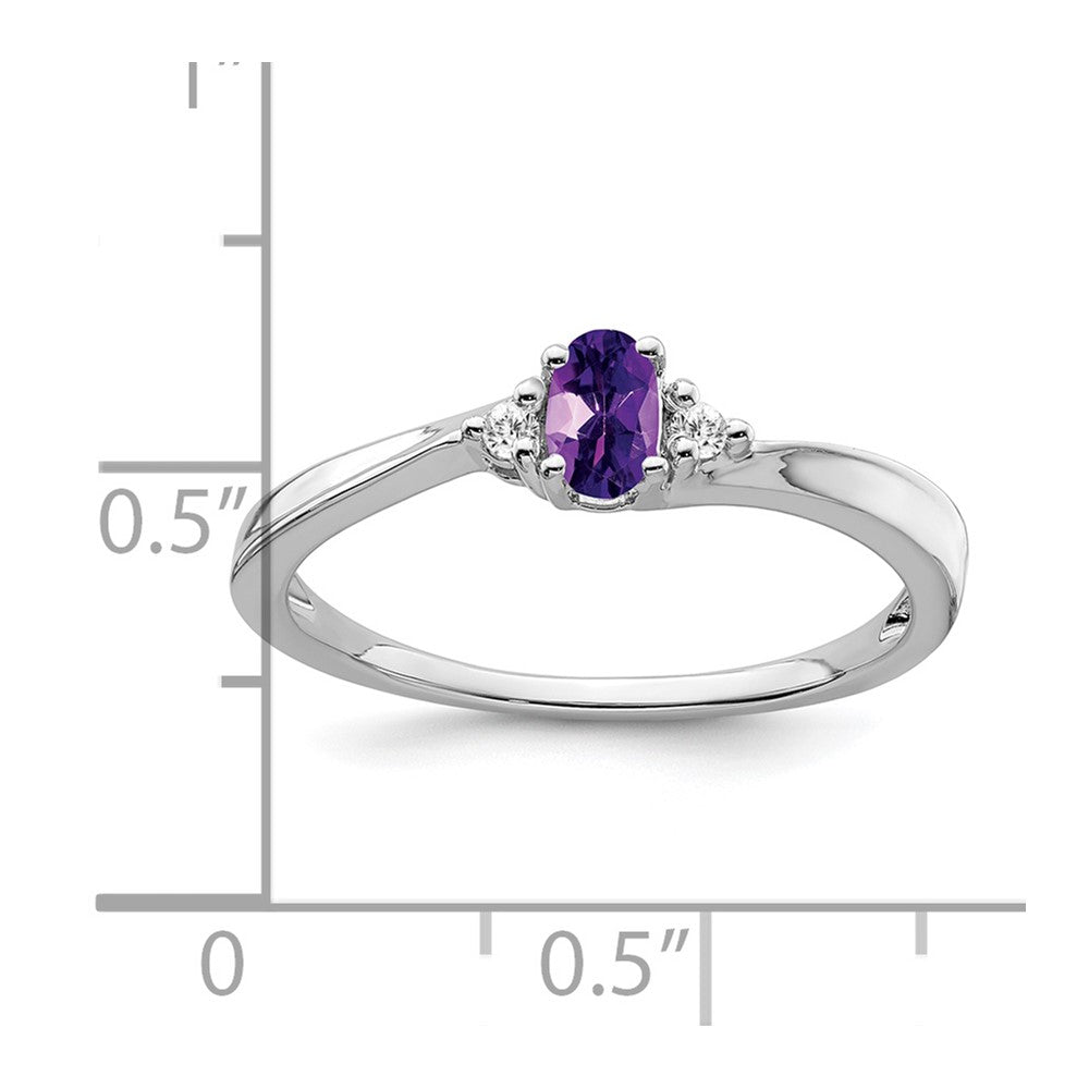 14K Weißgold Ring mit Amethyst und echtem Diamant