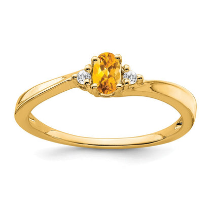 14K Gelbgold 5x3 Oval November/citrine und Diamant Ring