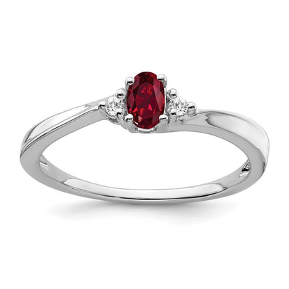 14K Weißgold Ring mit gezüchtetem Rubin und echten Diamanten
