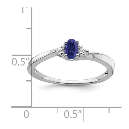 14K Weißgold Ring mit synthetischem Saphir und echtem Diamant