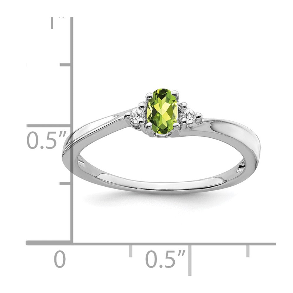 14K Weißgold Ring mit Peridot und echten Diamanten