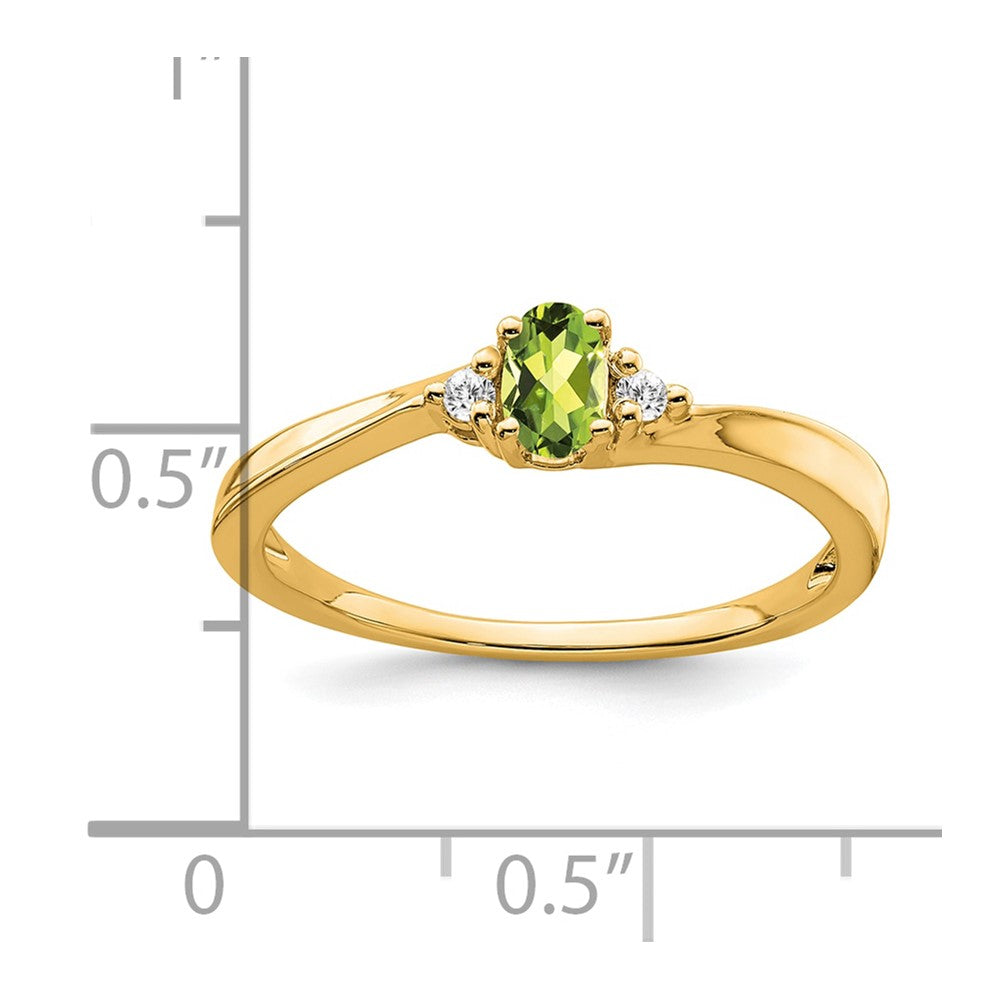14K Gelbgold 5x3 Oval August/peridot und Diamant Ring