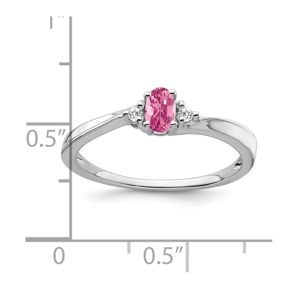 14K Weißgold Rosa Turmalin und Diamant Ring