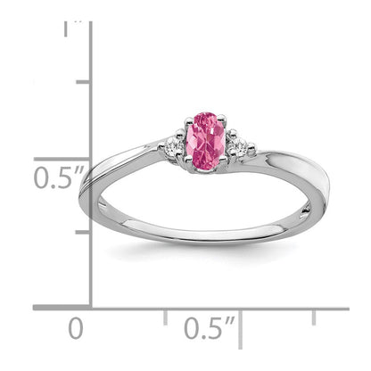 14K Weißgold Rosa Turmalin und Diamant Ring