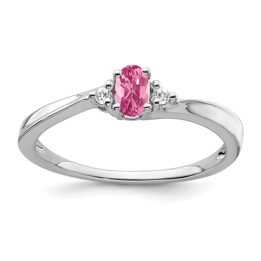 14K Weißgold Rosa Turmalin und Diamant Ring