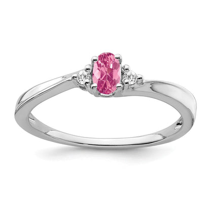 14K Weißgold Rosa Turmalin und Diamant Ring