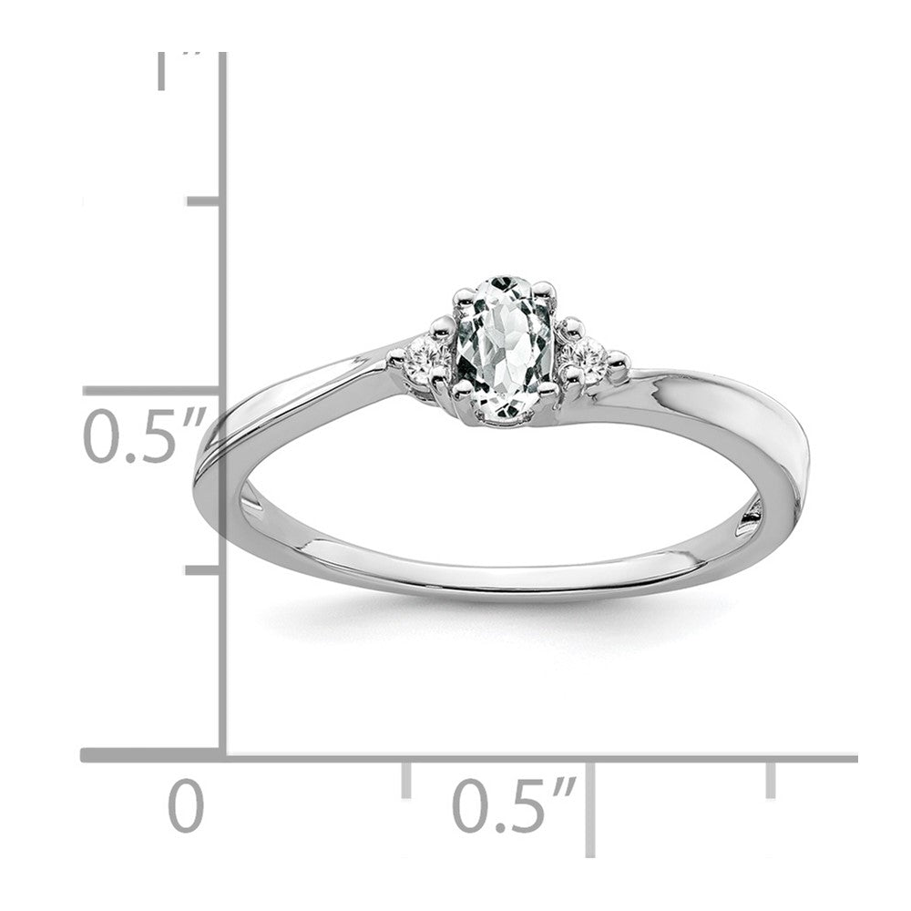 14K Weißgold Ring mit Topas und echten Diamanten