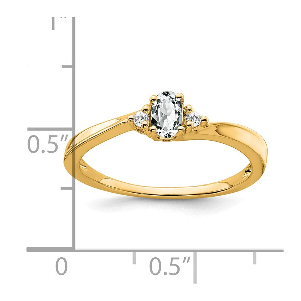 14K Gelbgold 5x3 Oval April/ Topas und Diamant Ring