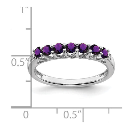 10K Weißgold Amethyst und Diamant 7-stone Ring