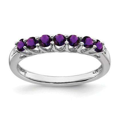 10K Weißgold Amethyst und Diamant 7-stone Ring