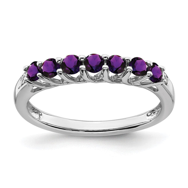 10K Weißgold Amethyst und Diamant 7-stone Ring