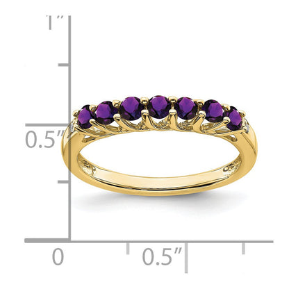 10K Gelbgold Amethyst und Diamant 7-stone Ring