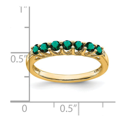 14K Gelbgold Ring mit synthetischem Alexandrit und echten Diamanten, 7 Steine
