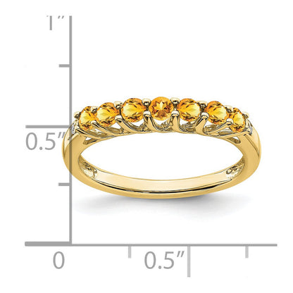 10K Gelbgold Citrin und Diamant 7-stone Ring