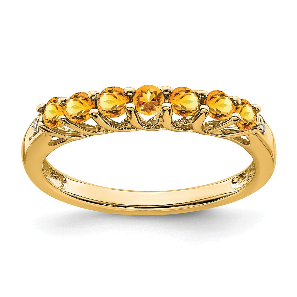 10K Gelbgold Citrin und Diamant 7-stone Ring