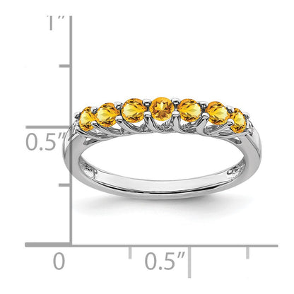 14K Weißgold Ring mit Citrin und echten Diamanten, 7 Steine