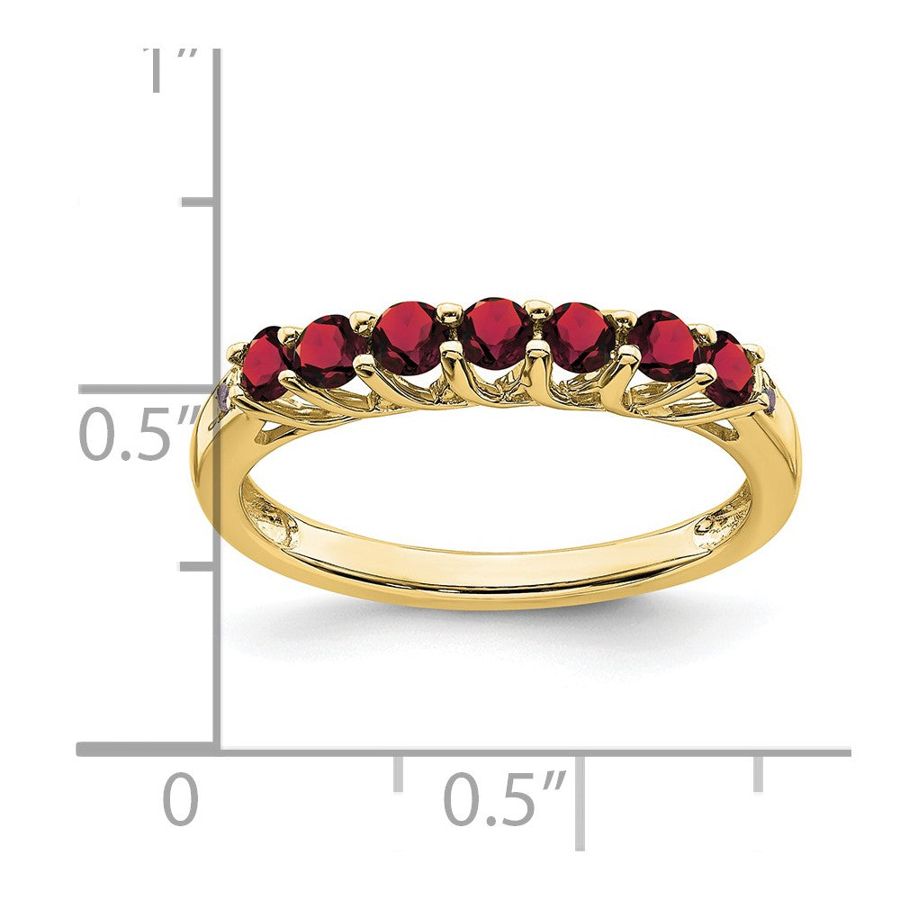 10K Gelbgold Erzeugt Rubin und Diamant 7-stone Ring