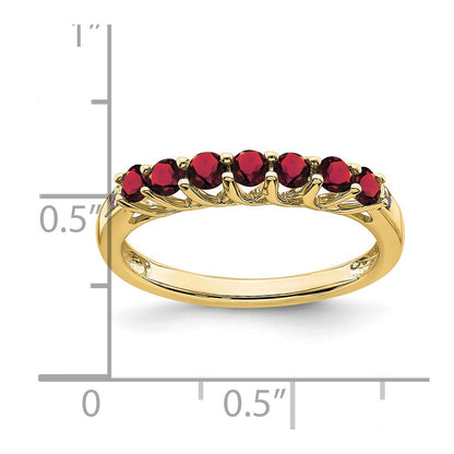 10K Gelbgold Erzeugt Rubin und Diamant 7-stone Ring