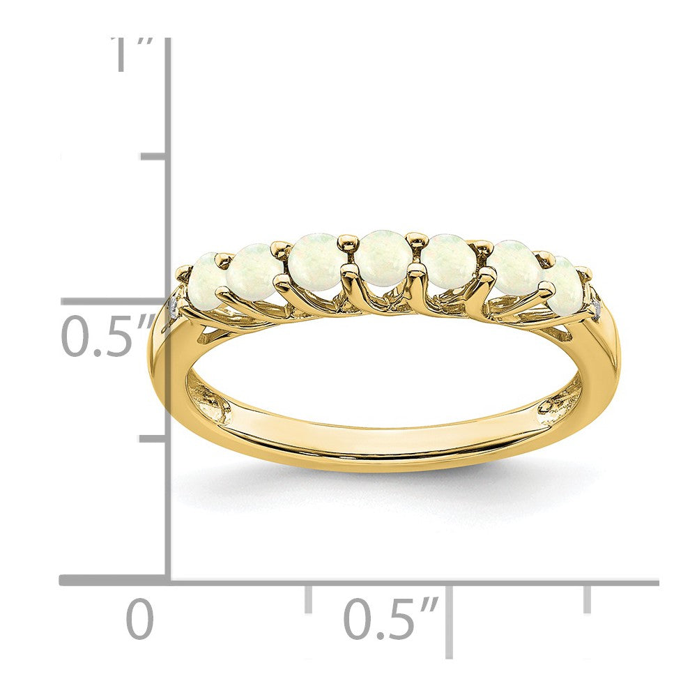 10K Gelbgold Erzeugt Opal und Diamant 7-stone Ring