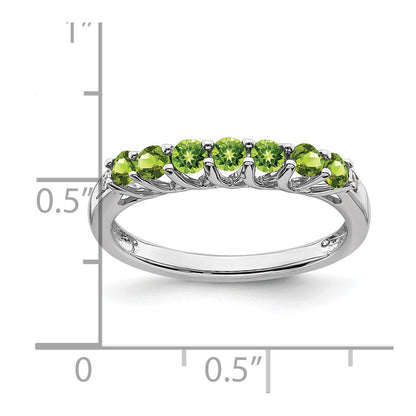 14K Weißgold Ring mit Peridot und echten Diamanten, 7 Steine