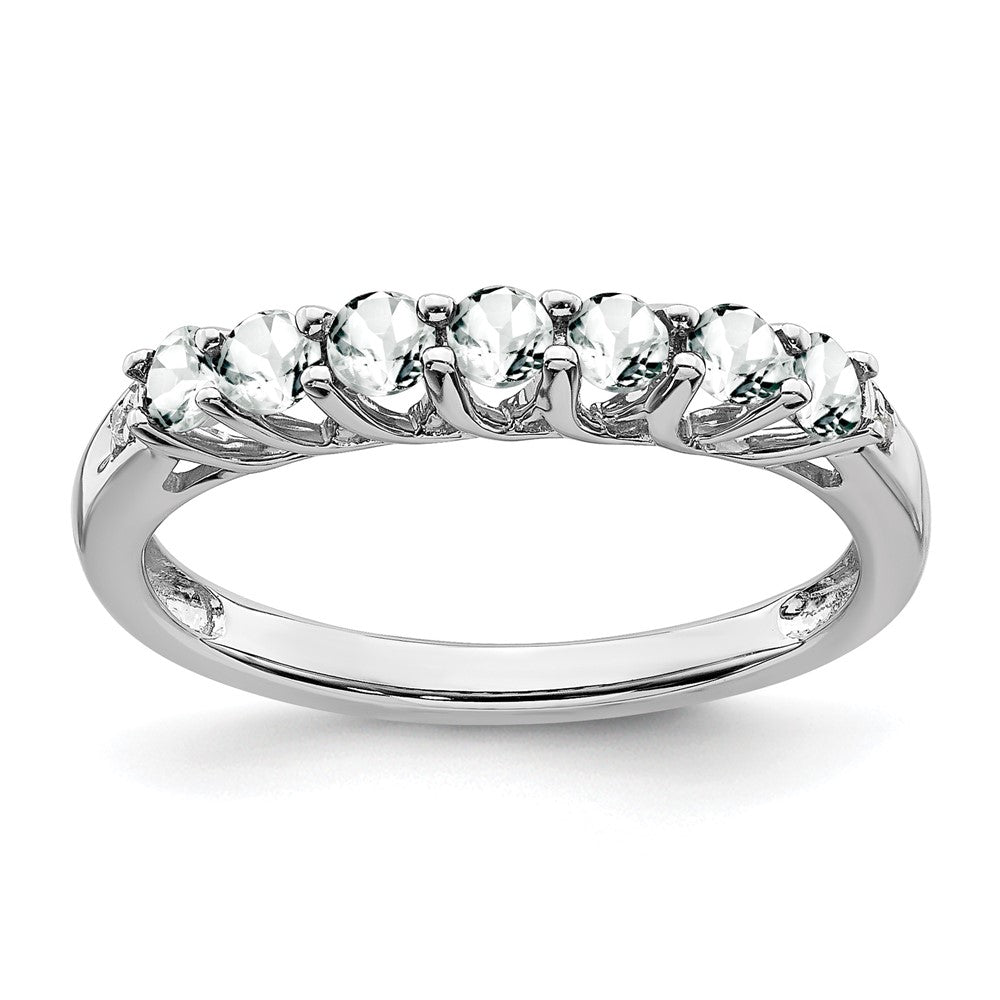 10K Weißgold Topas und Diamant 7-stone Ring