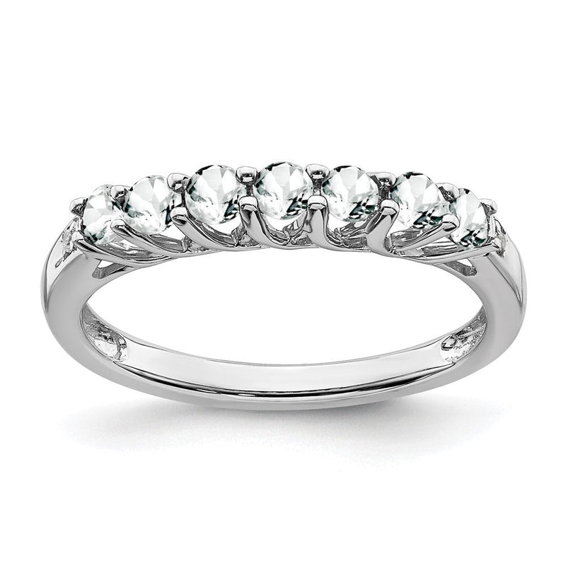 10K Weißgold Topas und Diamant 7-stone Ring