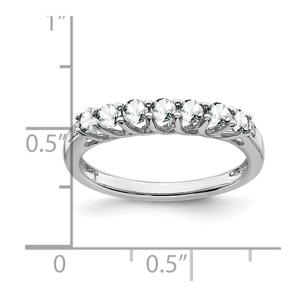 14K Weißgold Ring mit Topas und echten Diamanten, 7 Steine