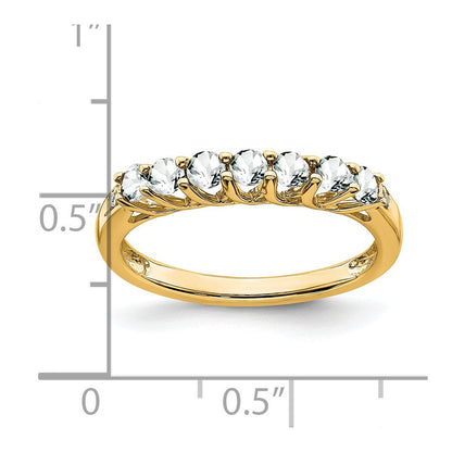 14K Gelbgold Ring mit weißem Topas und echten Diamanten, 7 Steine