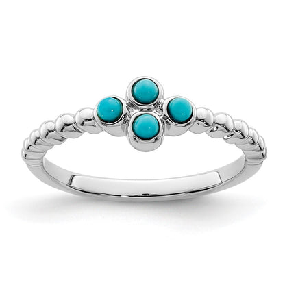 14K Weißgold Ring mit Türkis