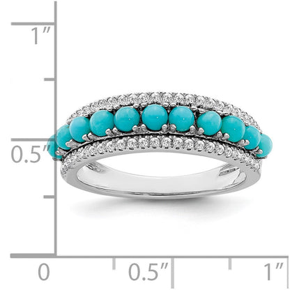 14K Weißgold Ring mit Türkis und Weißem Topas
